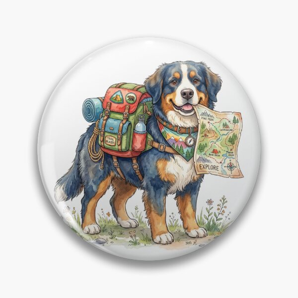 Item preview, Cute Bernese Mountain Dog Hiking Trail Blazer - Funny Watercolor Camping Dog Art designed and sold by PictoVibe.