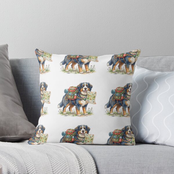 Item preview, Cute Bernese Mountain Dog Hiking Trail Blazer - Funny Watercolor Camping Dog Art designed and sold by PictoVibe.