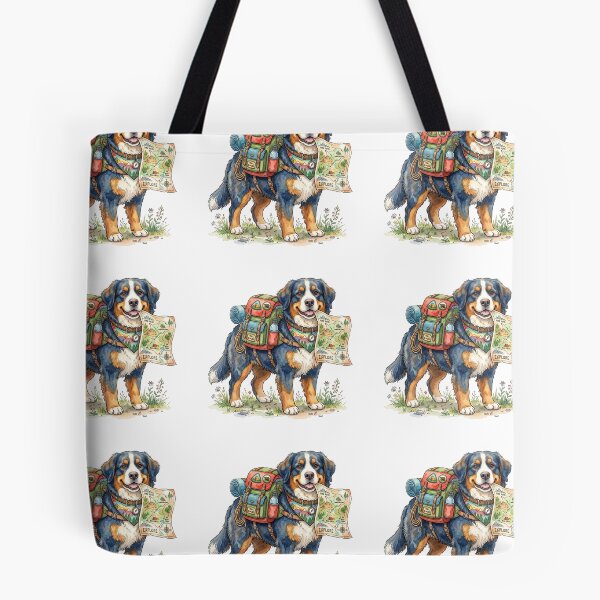 Item preview, Cute Bernese Mountain Dog Hiking Trail Blazer - Funny Watercolor Camping Dog Art designed and sold by PictoVibe.