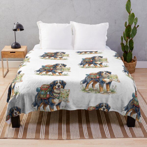 Item preview, Cute Bernese Mountain Dog Hiking Trail Blazer - Funny Watercolor Camping Dog Art designed and sold by PictoVibe.