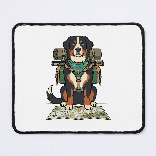 Item preview, Cute Bernese Mountain Dog Alpine Trail - Funny Camping Hiker Dog Art designed and sold by PictoVibe.