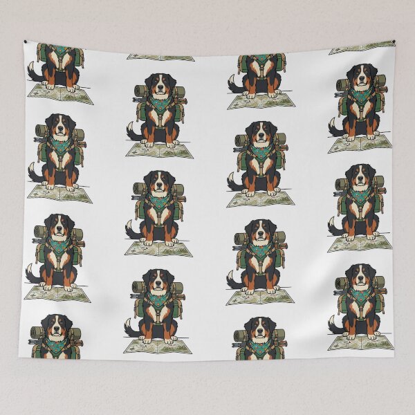 Item preview, Cute Bernese Mountain Dog Alpine Trail - Funny Camping Hiker Dog Art designed and sold by PictoVibe.