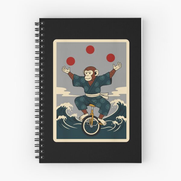 Item preview, Juggling Monkey on Unicycle with Vintage Wave Poster Style designed and sold by JordynLadukeg65.