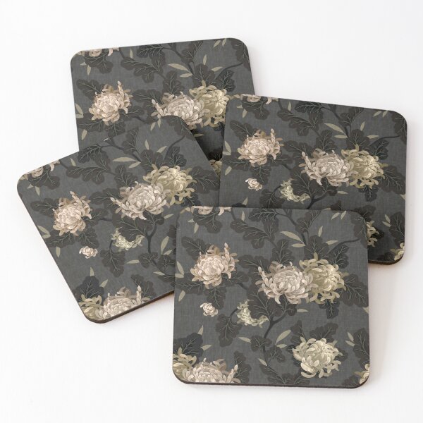 Item preview, Moody Chrysanthemum Floral - Faded Black designed and sold by Sarah Thorpe Designs .