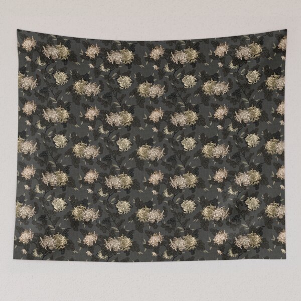 Item preview, Moody Chrysanthemum Floral - Faded Black designed and sold by Sarah Thorpe Designs .