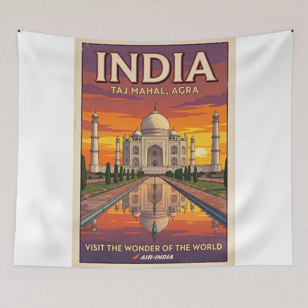 Item preview, Vintage Retro Taj Mahal India Travel Poster – 1970s Sunset Wanderlust Aesthetic designed and sold by ArtsyExplorer.
