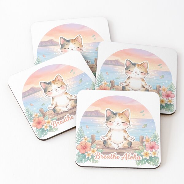 Item preview, Lani Wellness Collection -Breathe Aloha | Cozy Hawaiian Self-Care Cat Series designed and sold by LaniDigitalNook.