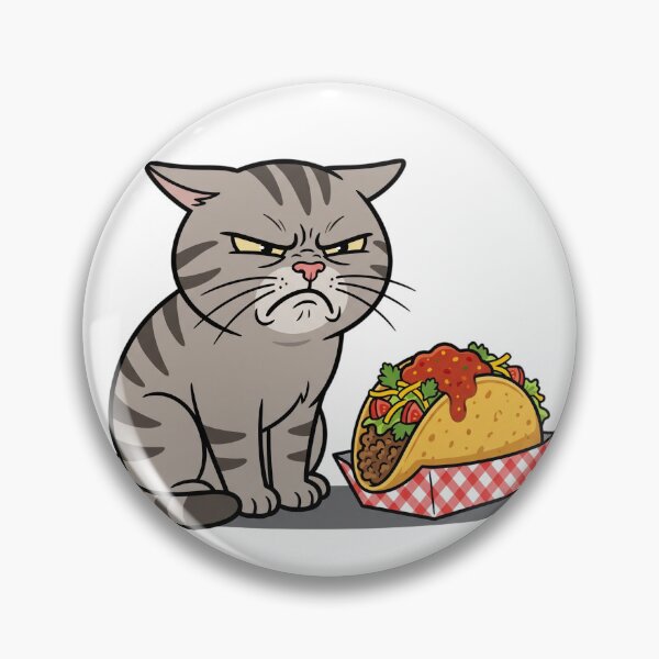 Item preview, Grumpy Cat No Cilantro Meme - Funny Tabby Cat Staring at Taco Art designed and sold by PictoVibe.