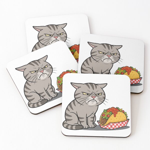 Item preview, Grumpy Cat No Cilantro Meme - Funny Tabby Cat Staring at Taco Art designed and sold by PictoVibe.