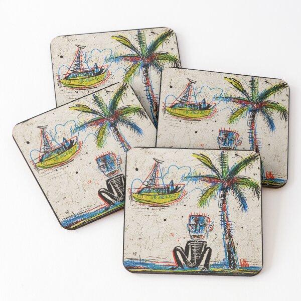 Item preview, Abstract Tropical Island Sketch With Palm Tree And Sailboat designed and sold by Modaozushi216.