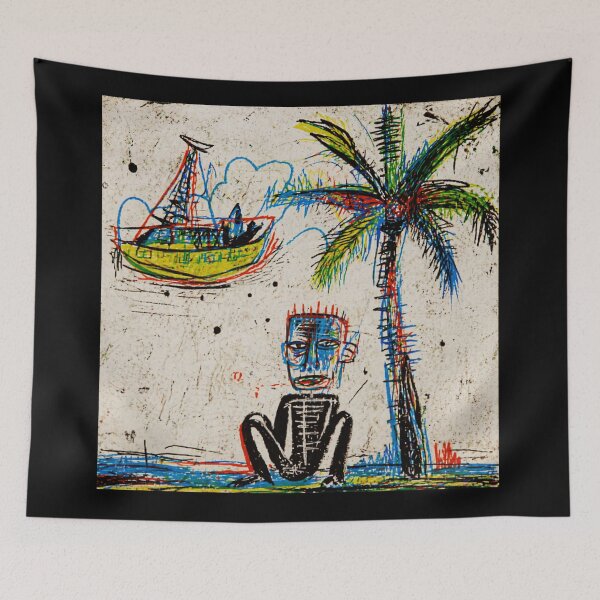 Item preview, Abstract Tropical Island Sketch With Palm Tree And Sailboat designed and sold by Modaozushi216.