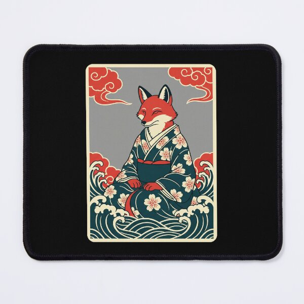 Item preview, Elegant Fox in Floral Kimono with Japanese Wave Style designed and sold by JordynLadukeg65.