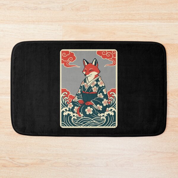 Item preview, Elegant Fox in Floral Kimono with Japanese Wave Style designed and sold by JordynLadukeg65.