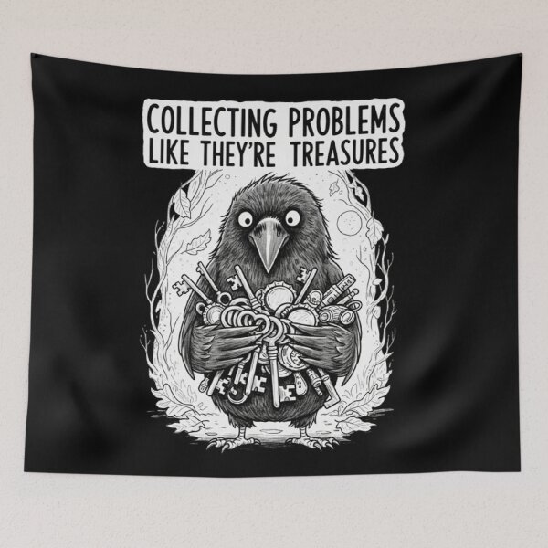 Item preview, Whimsical Crow Collecting Life’s Problems designed and sold by OLOstudio.
