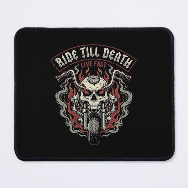 Item preview, Ride Till Death Live Fast – Flaming Skull Motorcycle Biker Design designed and sold by DesignDoodleArt.