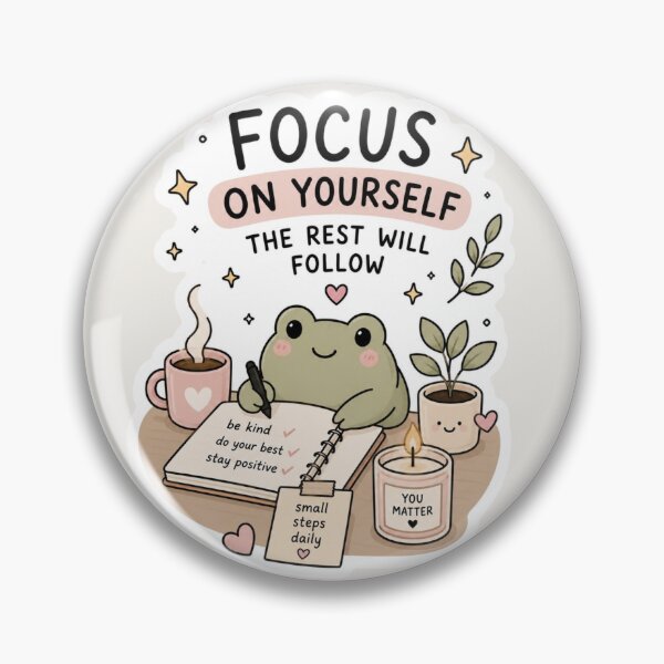Item preview, Focus On Yourself Sticker – Cute Frog Motivation Aesthetic designed and sold by Pransis_Diginer_26.