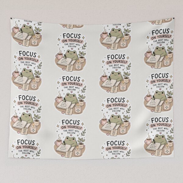 Item preview, Focus On Yourself Sticker – Cute Frog Motivation Aesthetic designed and sold by Digital_products_0111.