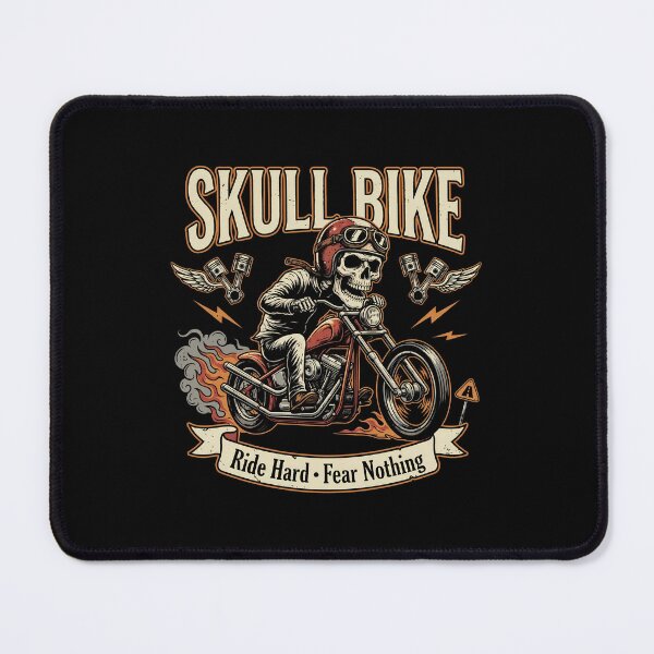 Item preview, Skull Bike Ride Hard Fear Nothing – Flaming Skull Motorcycle Biker Design designed and sold by DesignDoodleArt.