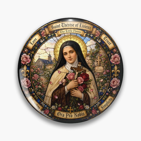 Item preview, Saint Thérèse of Lisieux Stained Glass Icon | The Little Flower designed and sold by SaintGear.