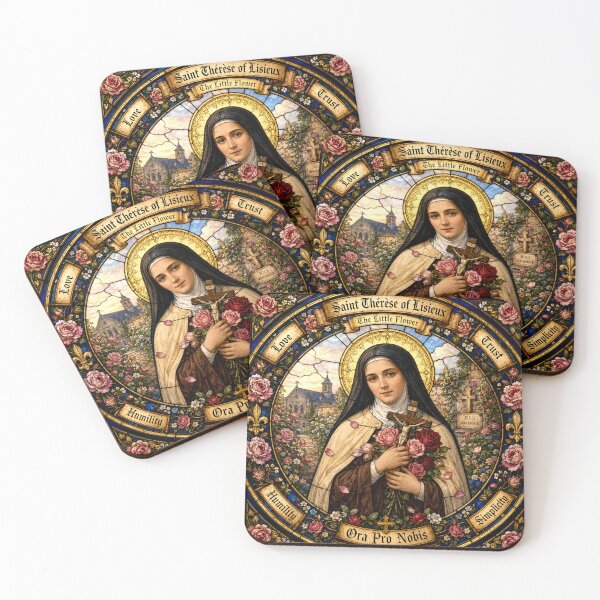 Item preview, Saint Thérèse of Lisieux Stained Glass Icon | The Little Flower designed and sold by SaintGear.