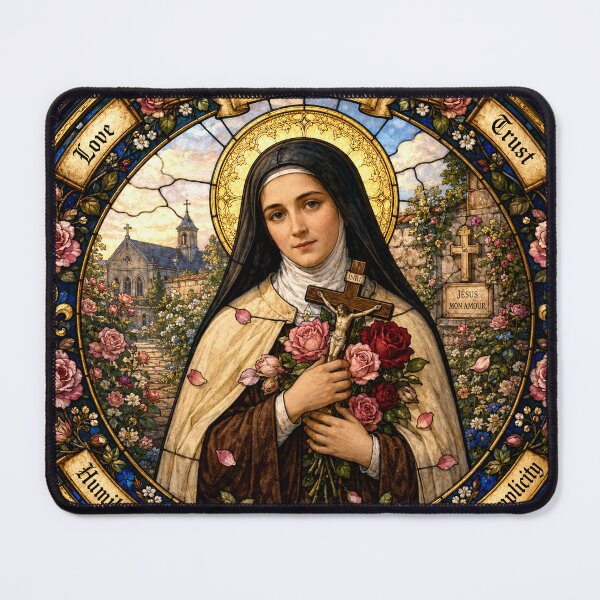 Item preview, Saint Thérèse of Lisieux Stained Glass Icon | The Little Flower designed and sold by SaintGear.