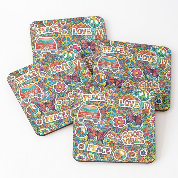 Item preview, 70s Hippie Peace and Love Groovy Pattern designed and sold by Ela Design Studio .