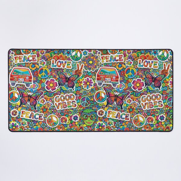 Item preview, 70s Hippie Peace and Love Groovy Pattern designed and sold by Ela Design Studio .