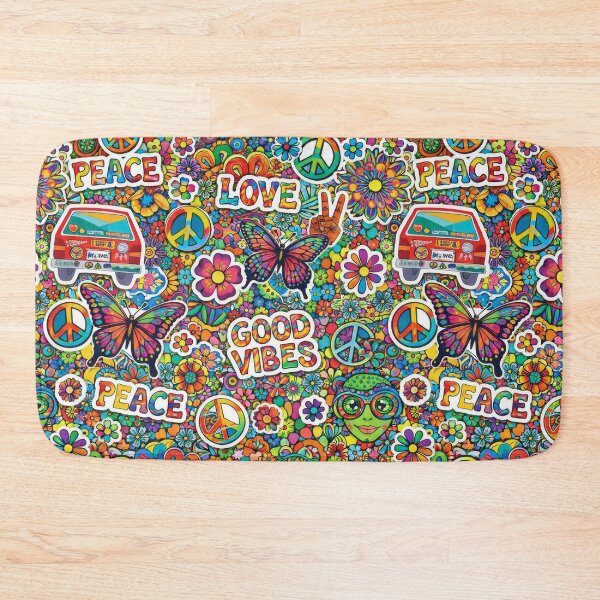 Item preview, 70s Hippie Peace and Love Groovy Pattern designed and sold by Ela Design Studio .