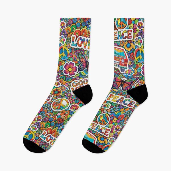 Item preview, 70s Hippie Peace and Love Groovy Pattern designed and sold by Ela Design Studio .