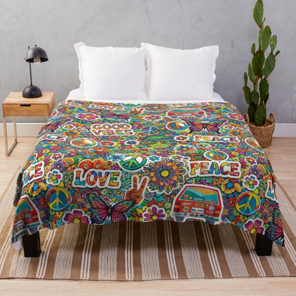 Item preview, 70s Hippie Peace and Love Groovy Pattern designed and sold by Ela Design Studio .