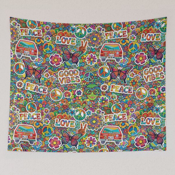 Item preview, 70s Hippie Peace and Love Groovy Pattern designed and sold by Ela Design Studio .