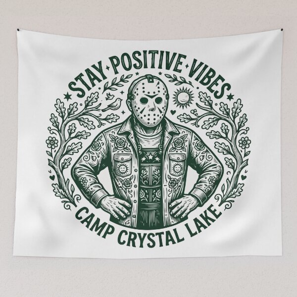 Item preview, Stay Positive Vibes - Jason Voorhees Camp Crystal Lake Parody designed and sold by Brexmore3.