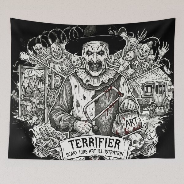 Item preview, Art the Clown Terrifier - Scary Line Art Illustration designed and sold by Brexmore3.
