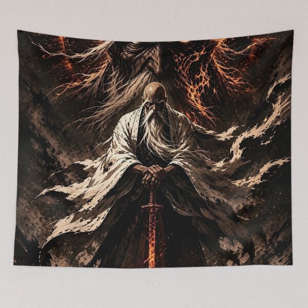 Item preview, Genryūsai Yamamoto Inferno Form | Bleach Fire Captain Dark Anime Art designed and sold by Dyan4.