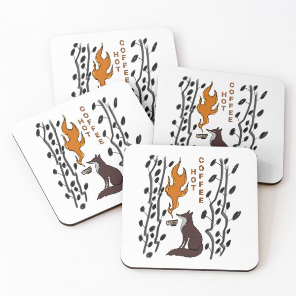 Item preview, Fiery Serenity Cozy Hot Coffee Drinking Fox Art designed and sold by RozlinaROZ.