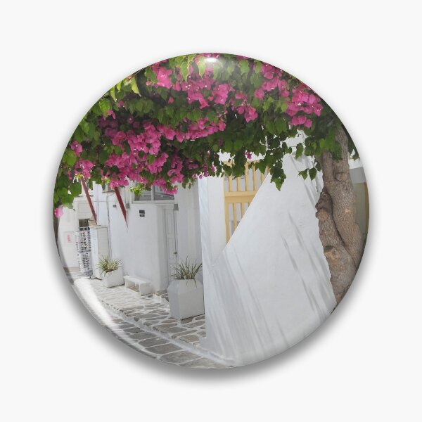 Item preview, Pink Bougainvillea Thriving in Greek Island Laneway designed and sold by jaynerushton.