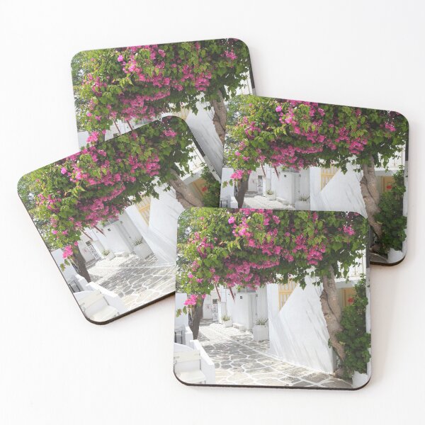 Item preview, Pink Bougainvillea Thriving in Greek Island Laneway designed and sold by jaynerushton.
