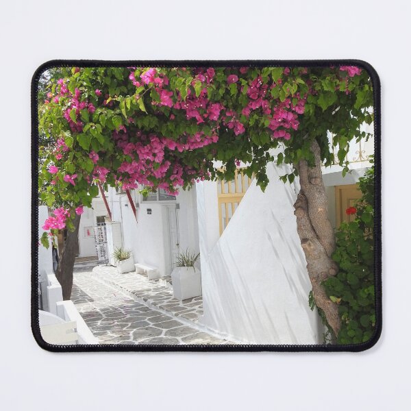 Item preview, Pink Bougainvillea Thriving in Greek Island Laneway designed and sold by jaynerushton.