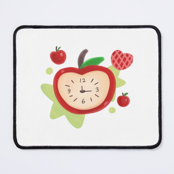 Item preview, Apple Rush Cute Aesthetic Red Apple Clock Illustration designed and sold by HANADODES.
