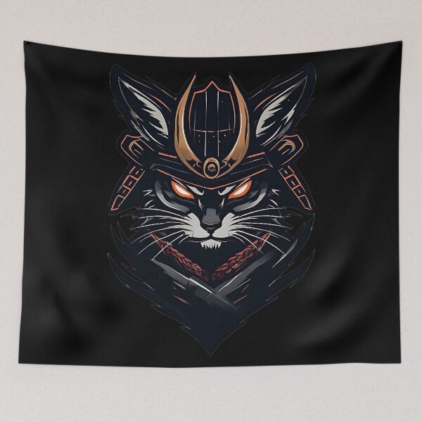 Item preview, Samurai Cat Warrior Kabuto Mascot Vector Art designed and sold by UrbanPrts.