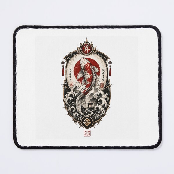 Item preview, Koi Ascension Crest – Japanese Koi Fish Wave Emblem designed and sold by OblivionRise.
