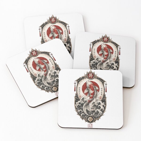Item preview, Koi Ascension Crest – Japanese Koi Fish Wave Emblem designed and sold by OblivionRise.