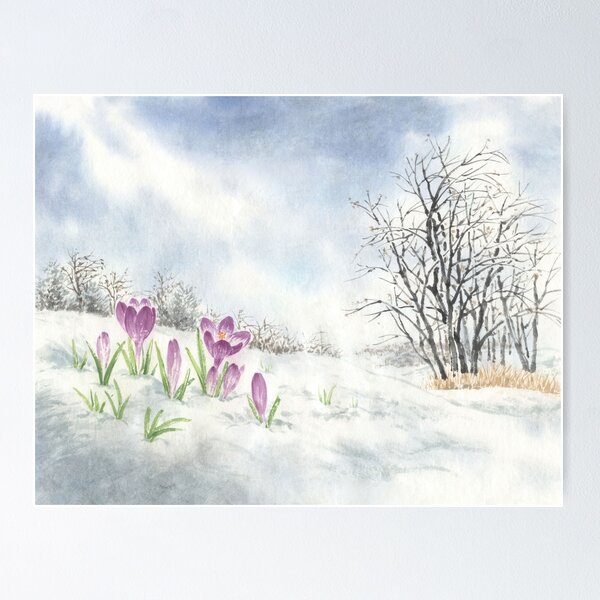 Item preview, January 3rd birthday flower Spring Crocus Landscape designed and sold by birthflower.