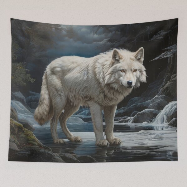 Item preview, Mystical White Wolf Wall Art designed and sold by Prachodayat Artworks.