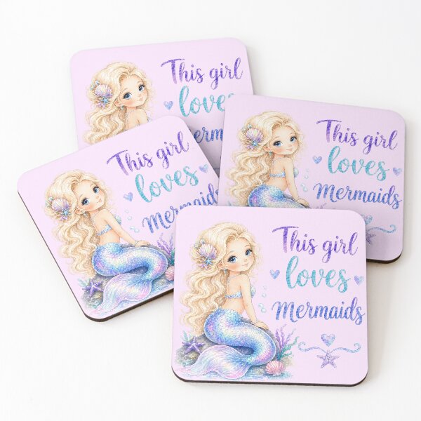 Item preview, This Girl Loves Mermaids | Cute Kawaii Mermaid Fantasy Art designed and sold by Bara Lune Design .