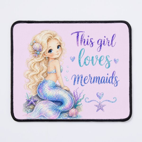 Item preview, This Girl Loves Mermaids | Cute Kawaii Mermaid Fantasy Art designed and sold by Bara Lune Design .
