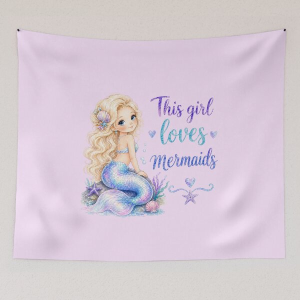 Item preview, This Girl Loves Mermaids | Cute Kawaii Mermaid Fantasy Art designed and sold by Bara Lune Design .