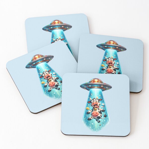 Item preview, Cow Abduction UFO Cartoon | Retro Sci-Fi  designed and sold by Moons Studio.