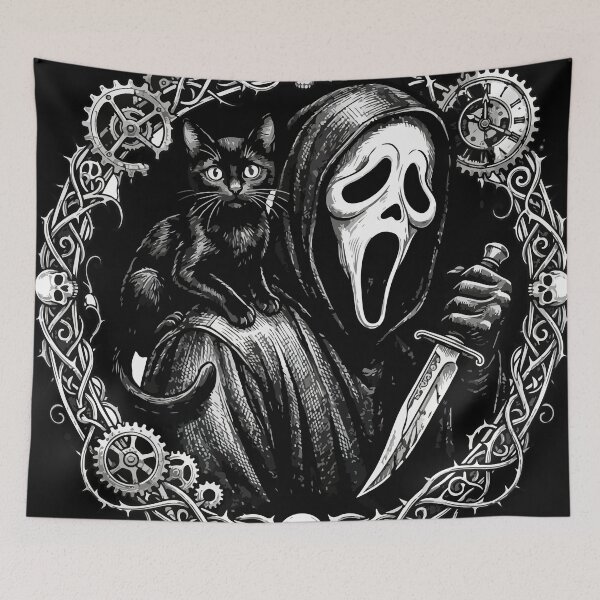 Item preview, Ghostface Gothic Steampunk Cat - Spooky Scream Slasher designed and sold by Brexmore3.