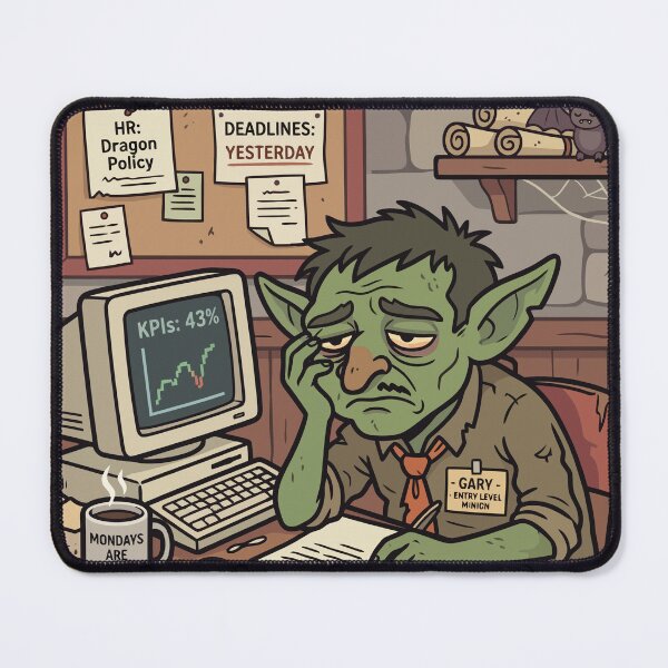 Item preview, Retro Goblin Office Worker Fantasy Meme designed and sold by Quipzzy.
